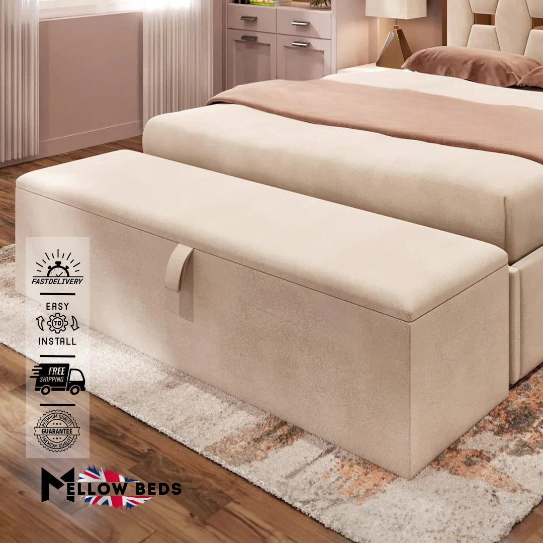 2025 Ottoman Storage Box SleekLift Plain | Mellow Beds #B186