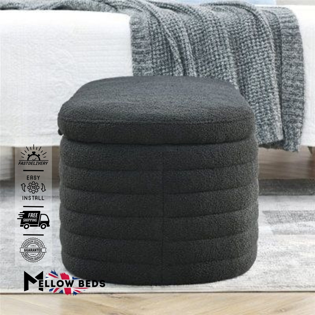 2025 Ottoman Storage Box PlushNest Curve | Mellow Beds #B184