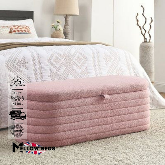 2025 Ottoman Storage Box PlushNest Curve | Mellow Beds #B184