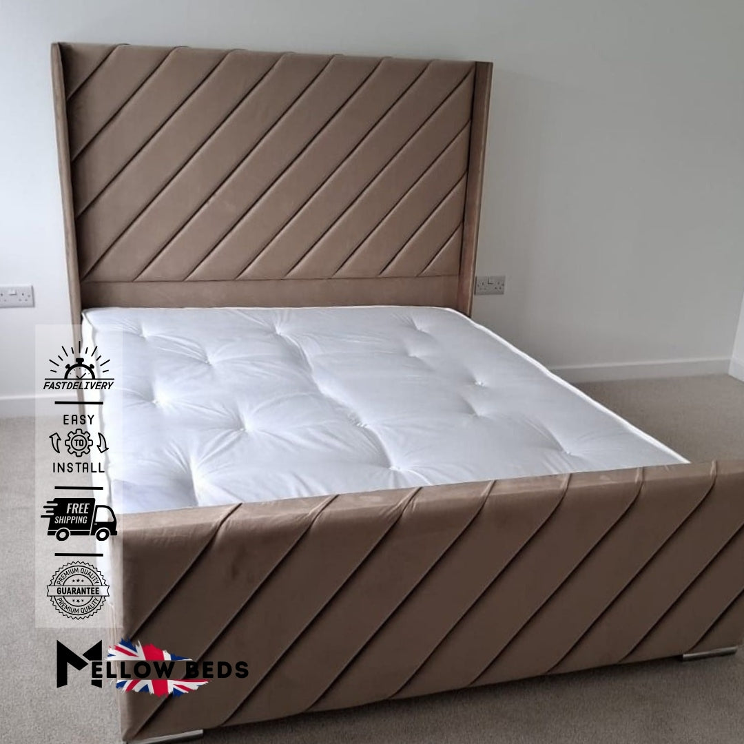 2025 Panelled Bed DiagonalLine Wingback | Mellow Beds #B59