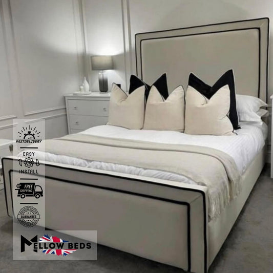 2025 Panel Bed LineEdge Black Piping | Mellow Beds #B38