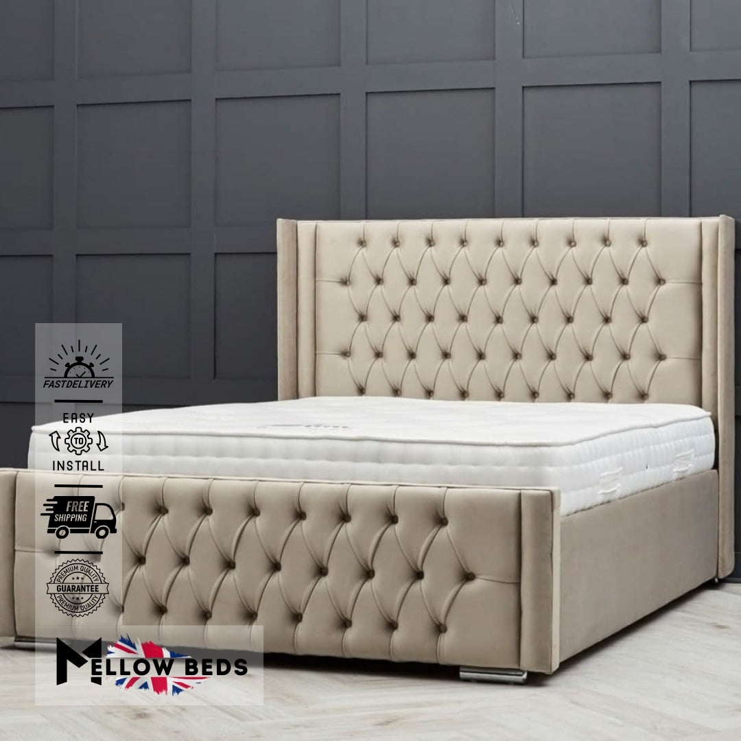2025 Wingback Bed ModenaGrid Design | Mellow Beds #B28