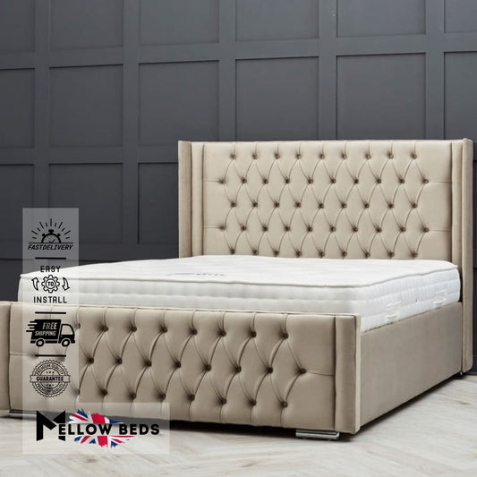 2025 Wingback Bed ModenaGrid Design | Mellow Beds #B28