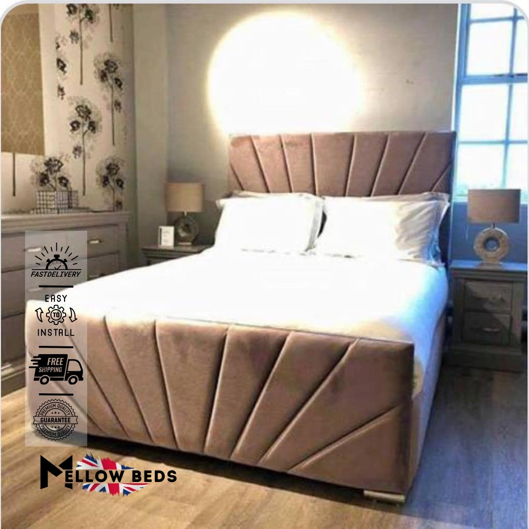 2025 Ottoman Bed LuxeRay Fan Tufted | Mellow Beds #B13