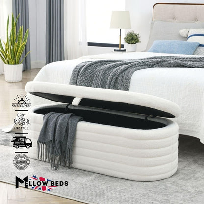 2025 Ottoman Storage Box PlushNest Curve | Mellow Beds #B184