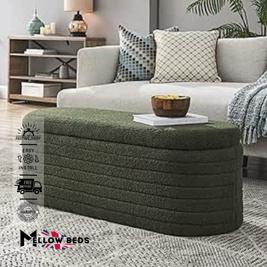 2025 Ottoman Storage Box PlushNest Curve | Mellow Beds #B184