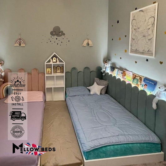 2025 Kids Low Platform Bed BubbleFence Design | Mellow Beds #B115